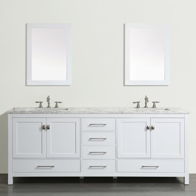 Brayden Studio Pichardo Transitional 84" Double Bathroom Vanity Set